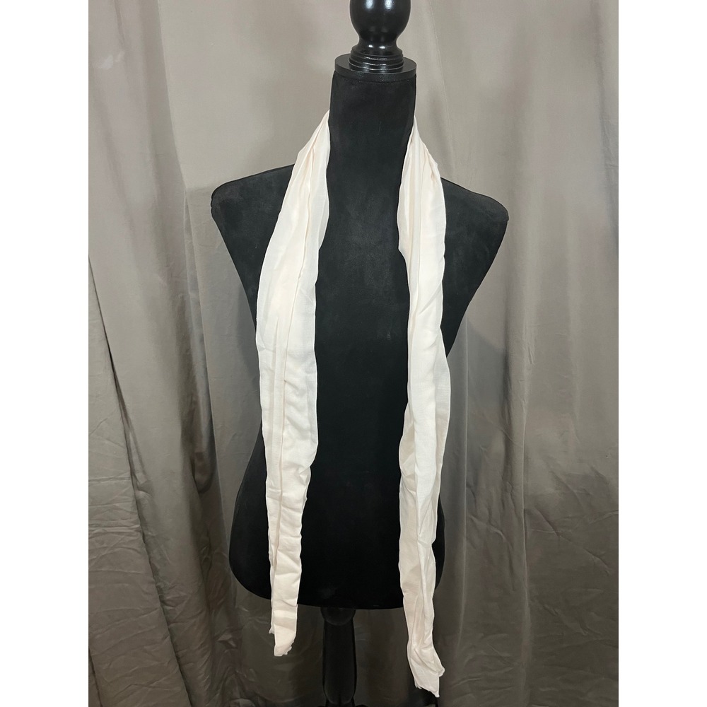 Unbranded Cream Lightweight Sheer Crinkle Scarf Raw Edge Fringe Off White - Picture 5 of 5